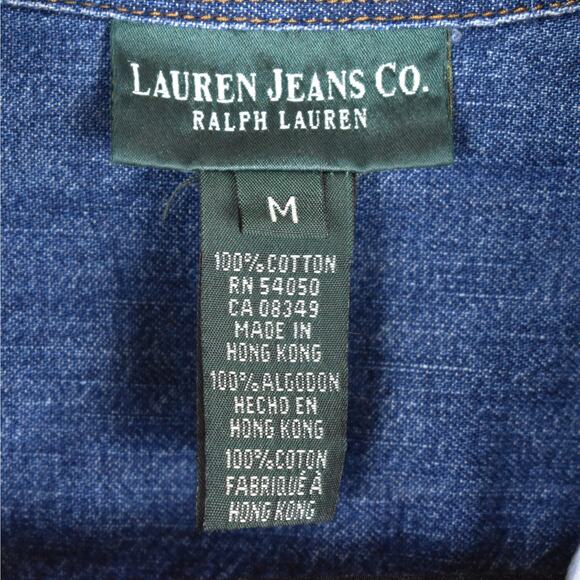 Y2K Vintage Ralph Lauren Roll Tab Sleeve Denim Jean Dress size medium western - Picture 8 of 9
